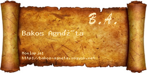 Bakos Agnéta névjegykártya
