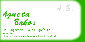 agneta bakos business card